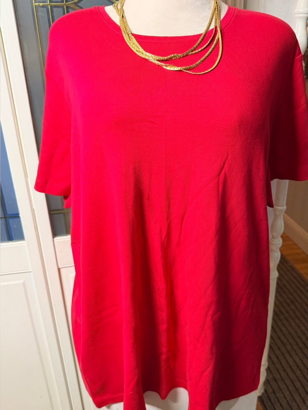 Falls Creek 3X Plus Size Red Short Sleeve Relaxed Fit Top